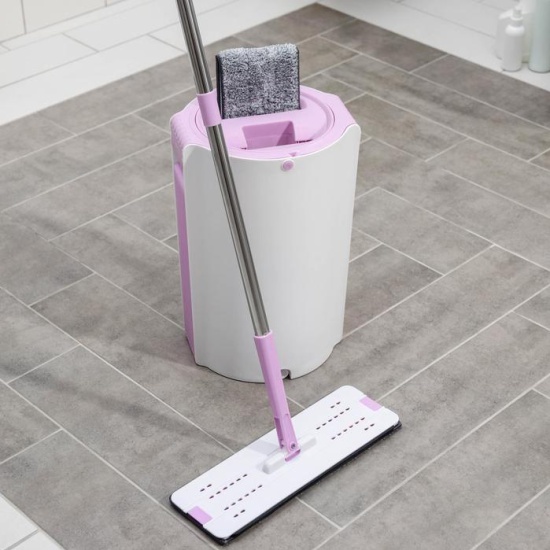 Ведро с отжимом и шваброй Izumi magik mop серый/сиреневый